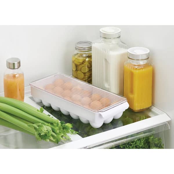  iDesign Plastic Egg Holder for Refrigerator with Handle and  Lid, Fridge Storage Organizer for Kitchen, Set of 1, Clear : Home & Kitchen