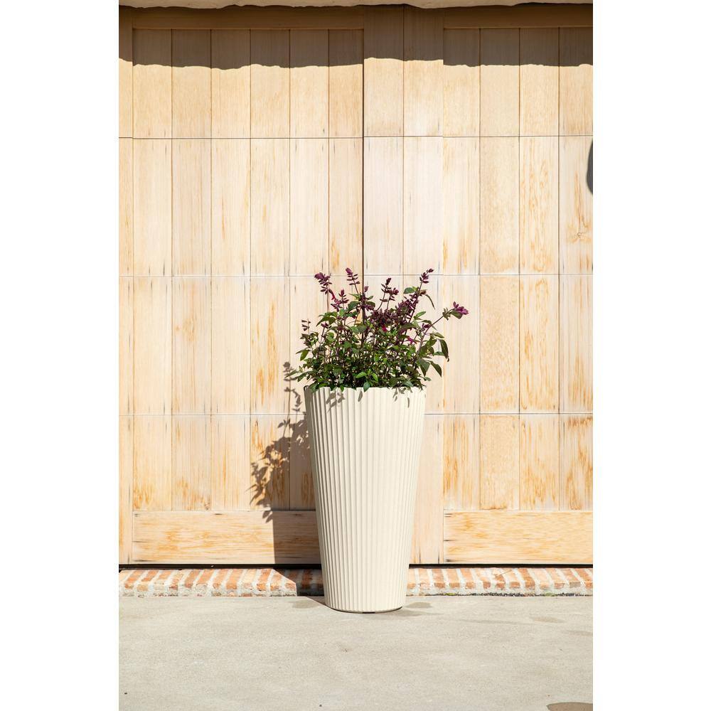26" Sand Plastic-Stone Tall Planter Set of 2