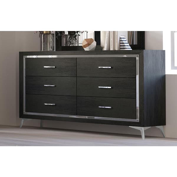 NEW CLASSIC HOME FURNISHINGS Huxley Black 6-drawer 58 in. Dresser