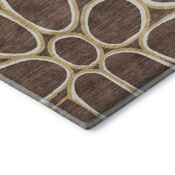 Mayfield Premium Machine Washable Abstract AMF1041 Brown 3 ft. x 5 ft. Area Rug