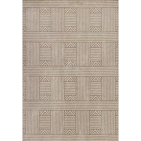 Nova Beige 8 ft. x 10 ft. Geometric Casual Outdoor Rug Area Rug