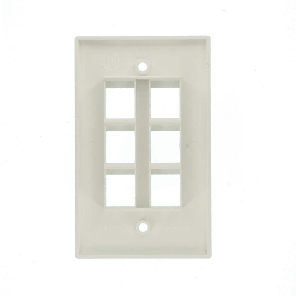 White 6-Port Plastic Wall Mount Plate