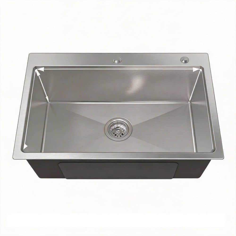 LIVACA 30 in. Drop-In Single Bowl 20-Gauge Brushed Nickel