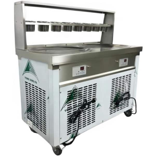 1800 W Stainless Steel Commercial NSF Two Pan Ice Cream Roll Machine EC2319B with 10 Ingredient Tanks