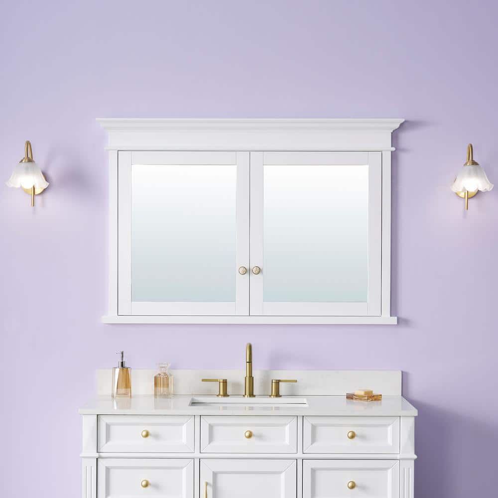 48 in. W x 32 in. H Rectangular White Solid Wood Framed Recessed Mount Soft Close Door Medicine Cabinet with Mirror price history on PriceWatchPro