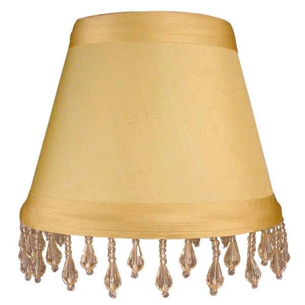 Finishing Touch Hardback Butter Yellow Pure Silk Chandelier Shade with Clear Beaded Trim