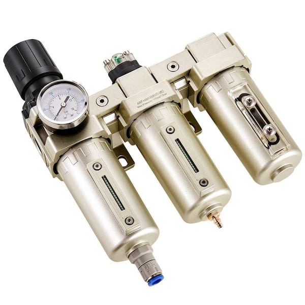 Air Compressor Filter Regulator, 3/4 in. NPT 3-Stage 5μm and 0.3μm and 0.1μm Air Drying System with Micron Filters