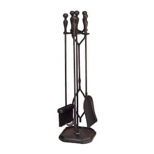 29.5 in. Tall 5-Piece Black Plymouth Fireplace Tool Set with Rectangular Base