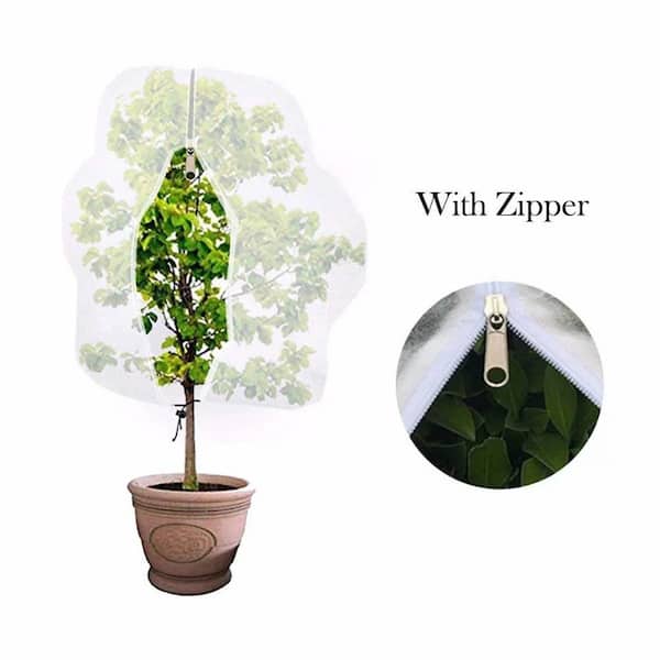 Agfabric 84 in. x 72 in. 0.95 oz. Warm Plant Cover Winter Protection Bag Shrub Jacket for Frost Protection with zipper