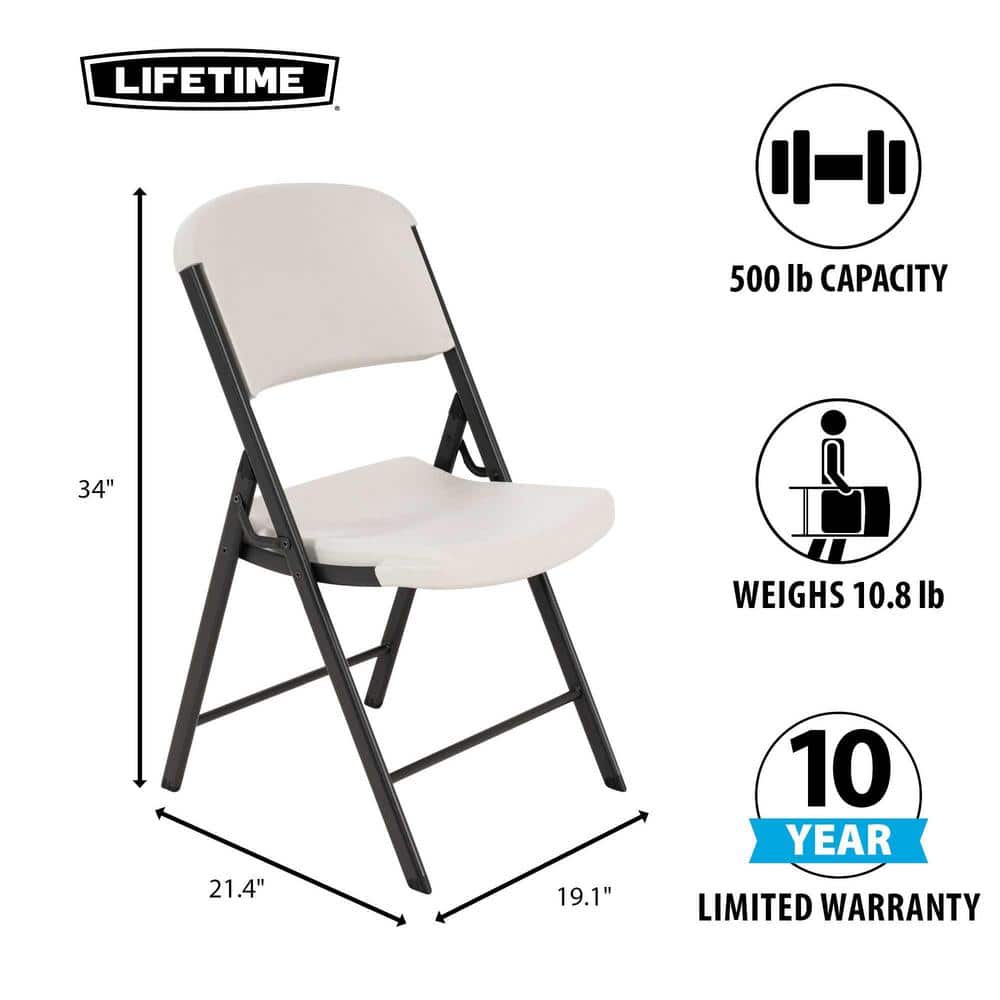 Almond Polyethylene and Steel Folding Chairs, Set of 4