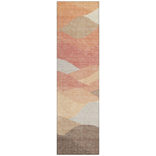 Chantille Machine Washable Indoor/Outdoor Abstract ACN2378 Coral 2 ft. x 7 ft. Runner Rug