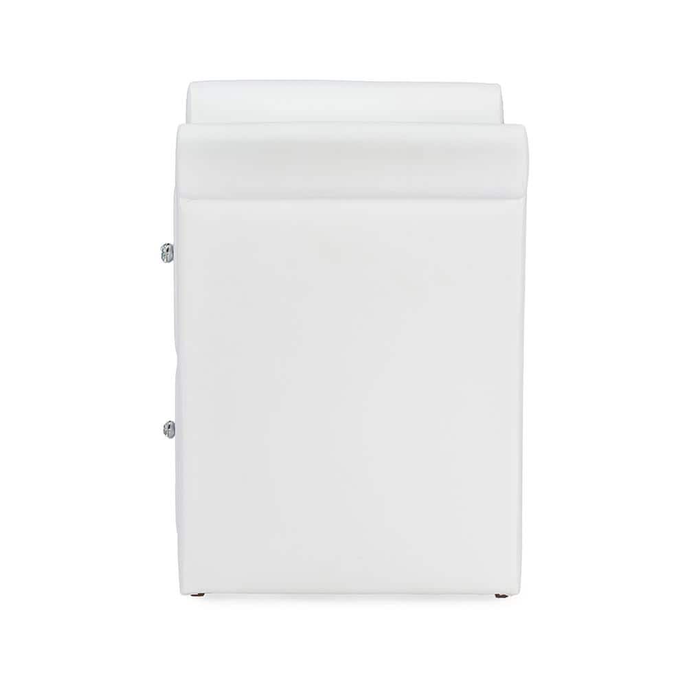 White Faux Leather 2-Drawer Modern Nightstand