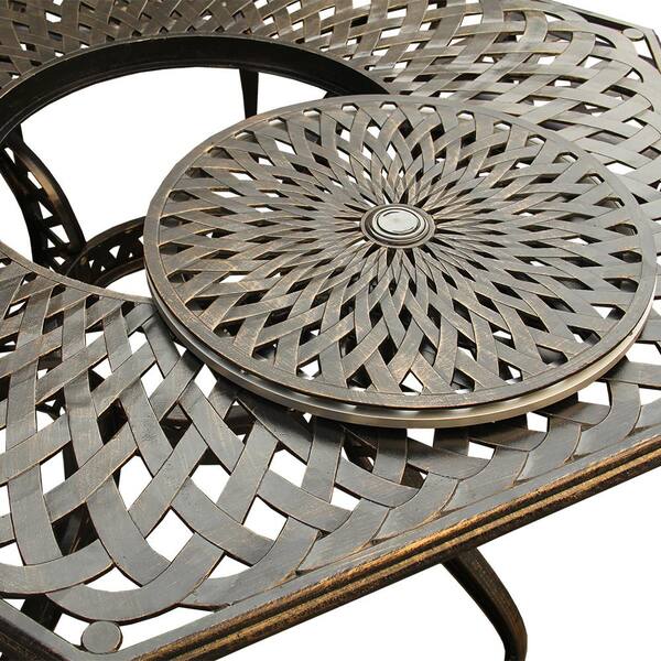 wrought iron patio table with lazy susan