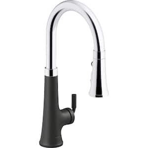 Tone Single-Handle Touchless Pull-Down Sprayer Kitchen Faucet in Polished Chrome with Matte Black