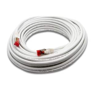 50 ft. CAT 6A 10 GBPS Professional Grade SSTP 26 AWG Patch Cable, White
