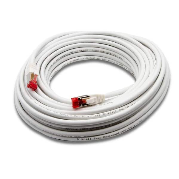 TRIPLETT 50 ft. CAT 6A 10 GBPS Professional Grade SSTP 26 AWG Patch Cable, White