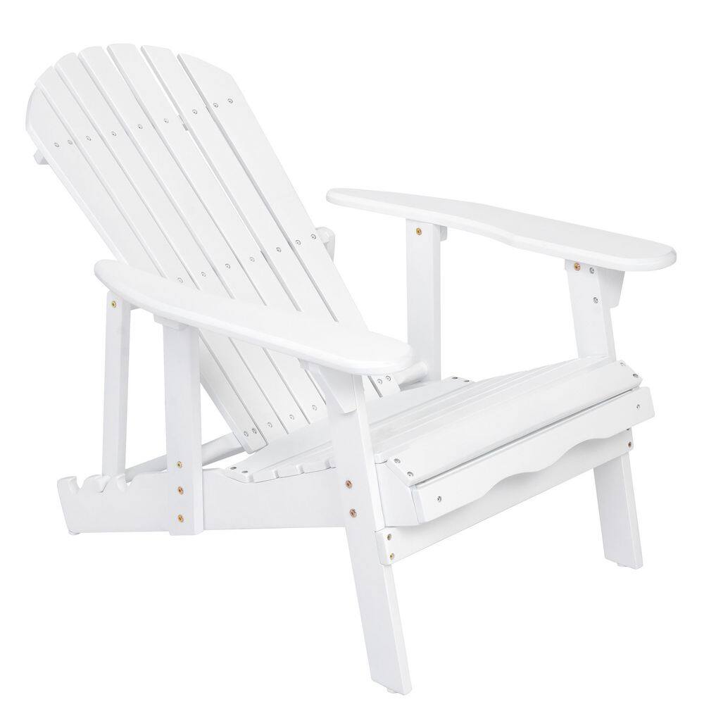 White Outdoor Acacia Wood Adirondack Chair All-weather with Extendable ...