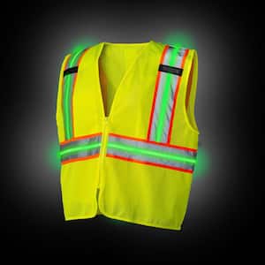 SV400 Rechargeable Lighted High Visibility Safety Vest with Reflective Glow Stripes, Meets ANSI/ISEA Standards, Yellow