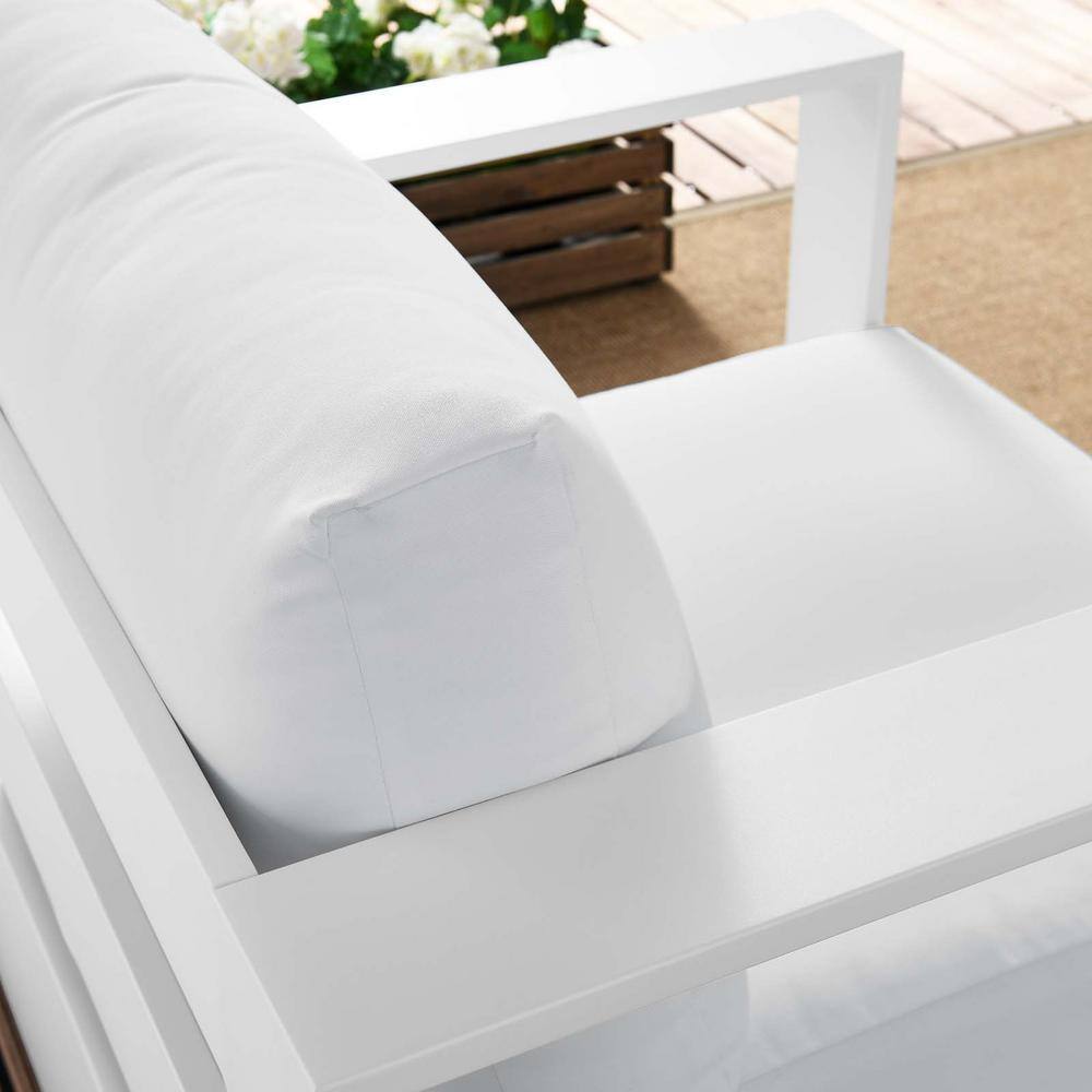 Tahoe Modern White Aluminum Outdoor Armchair with Cushions