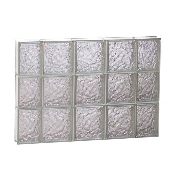 Clearly Secure 34.75 in. x 23.25 in. x 3.125 in. Frameless Ice Pattern Non-Vented Glass Block Window