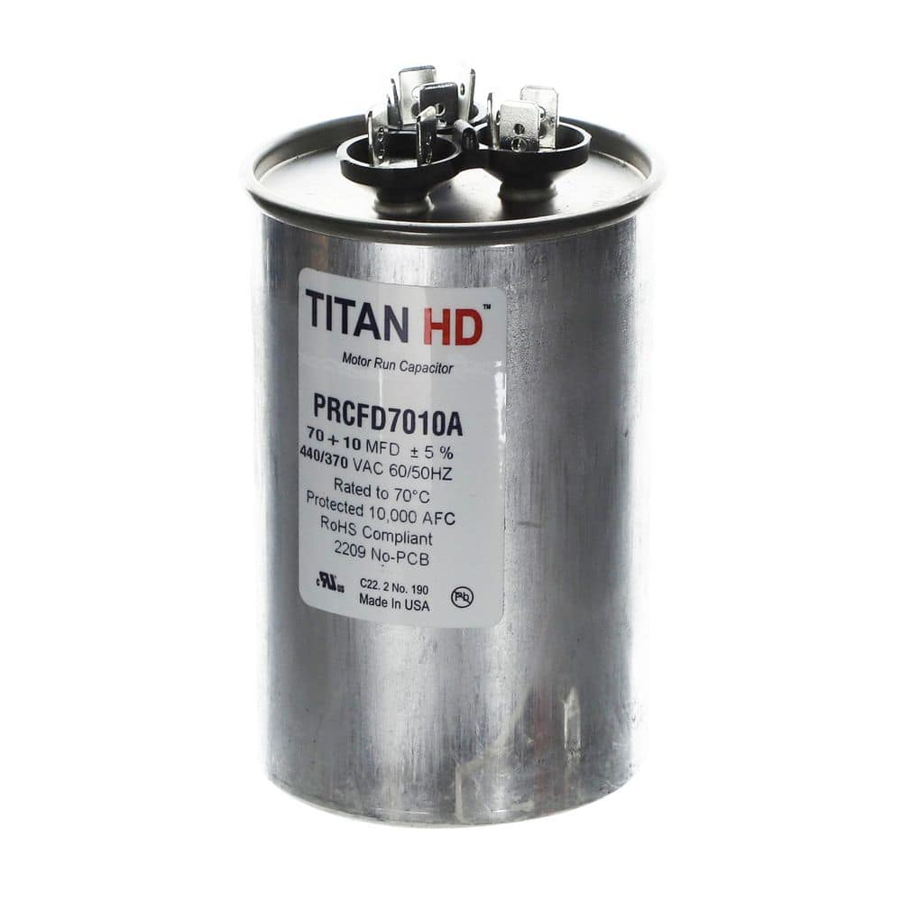 Packard Titan HD Round Run Capacitor 70 plus 10 MFD Dual 440/370