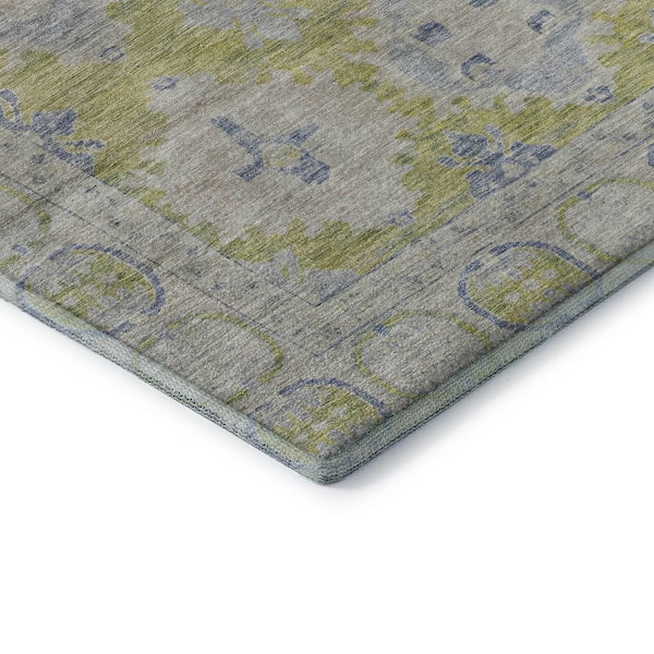 Mayfield Premium Machine Washable Abstract AMF1760 Aloe 8 ft. x 10 ft. Area Rug