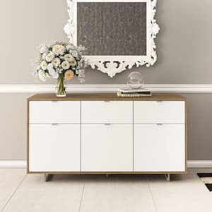 Hamiton White and Walnut Sideboard with 3-Drawers and 3-Cabinets