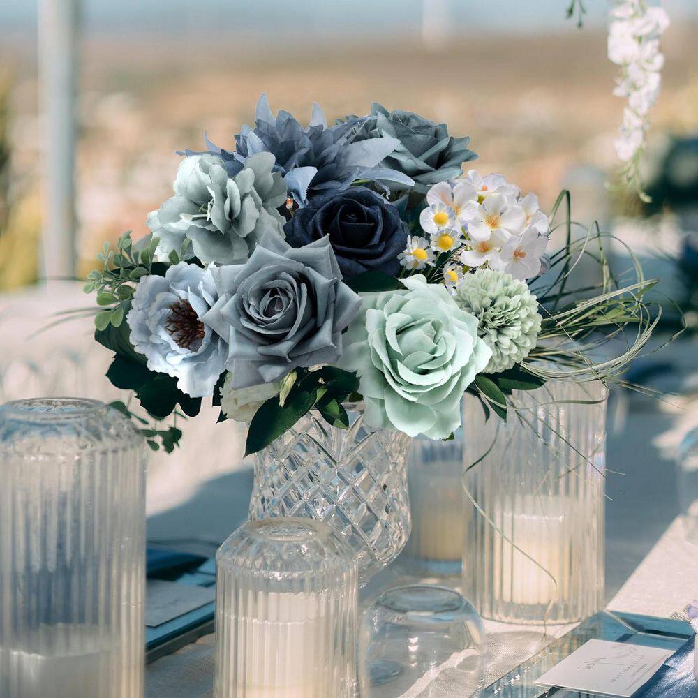 7.8 in. Blue Artificial Rose Flowers Combo Box HPCL6XGW - The Home