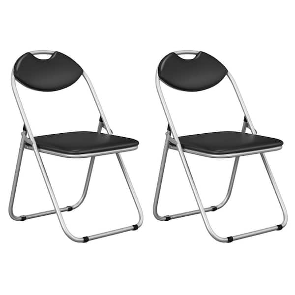 Costway Black U Shape Folding Chairs Furniture Home Outdoor Picnic Portable (Set of 2)