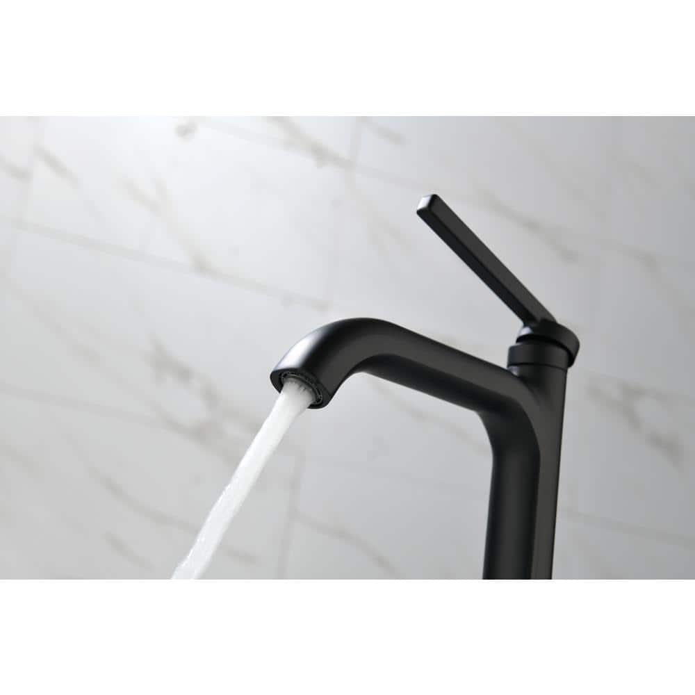 Matte Black Single Handle Mid Arc Bathroom Faucet