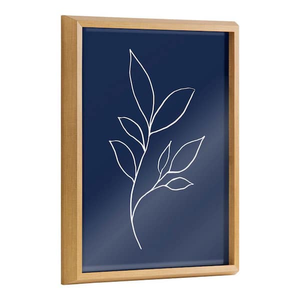 Kate and Laurel Blake Modern Blue Botanical Line Sketch Print 3 by the Creative Bunch Studio Framed Glass Art Print 20 in. x 16 in.