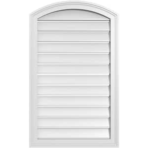 22 in. x 34 in. Arch Top Surface Mount PVC Gable Vent: Decorative with Brickmould Frame
