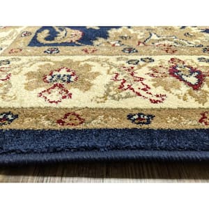 Como Navy 9 ft. x 12 ft. Transitional Oriental Scroll Area Rug