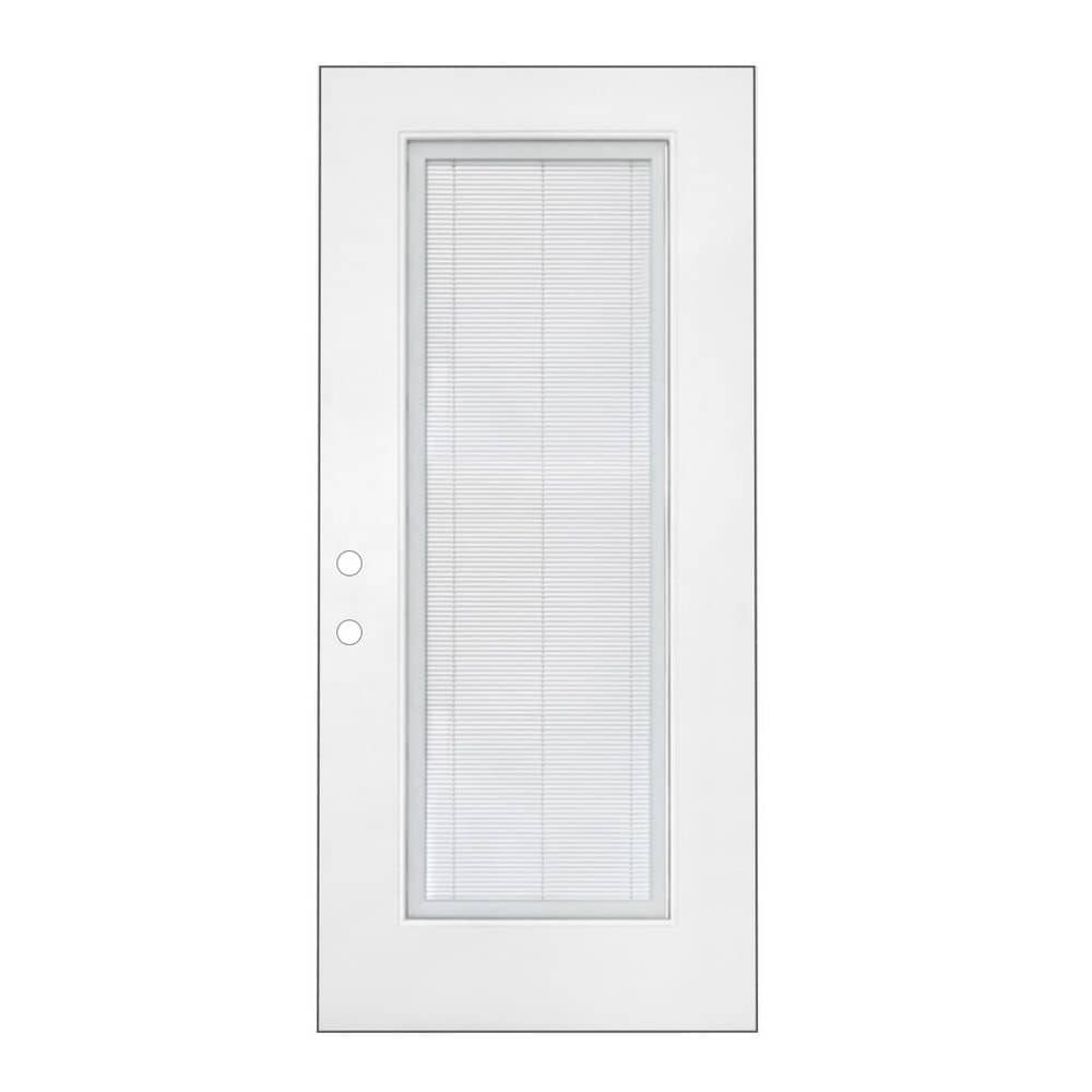 36 in. x 80 in. Right-Hand/Inswing Full Lite Clear Glass w/ Blinds Primed White Smooth Fiberglass Front Door Slab price history on PriceWatchPro