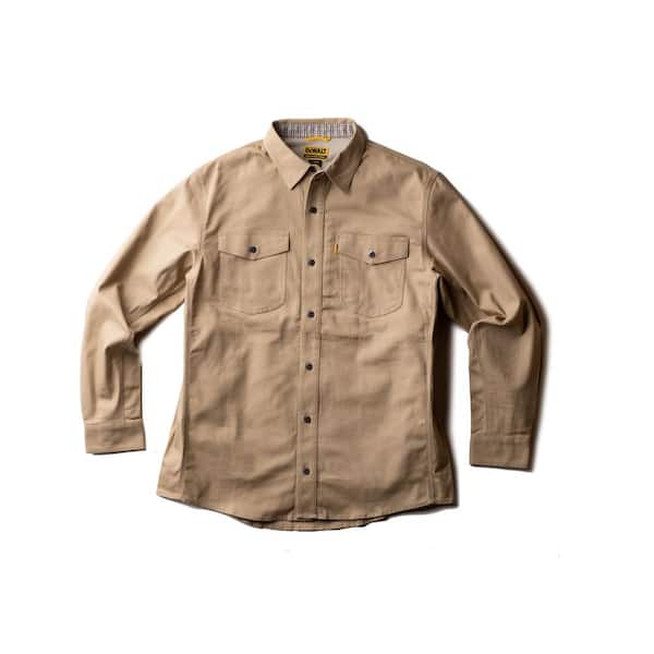 DEWALT Garland Men's Size Large Sandstone Cotton/Spandex Work Shirt