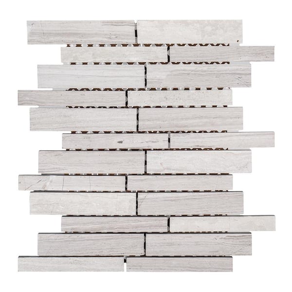 Jeffrey Court Walden Gray 10 in. x 11.875 in. Interlocking Limestone Mosaic Tile (0.824 sq. ft./Each)