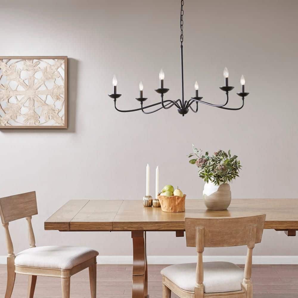 72 in. Black 6-Light Modern Metal Chandelier with Adjustable Chain for Living Room, Dining Room, Bedroom and Entryway price history on PriceWatchPro
