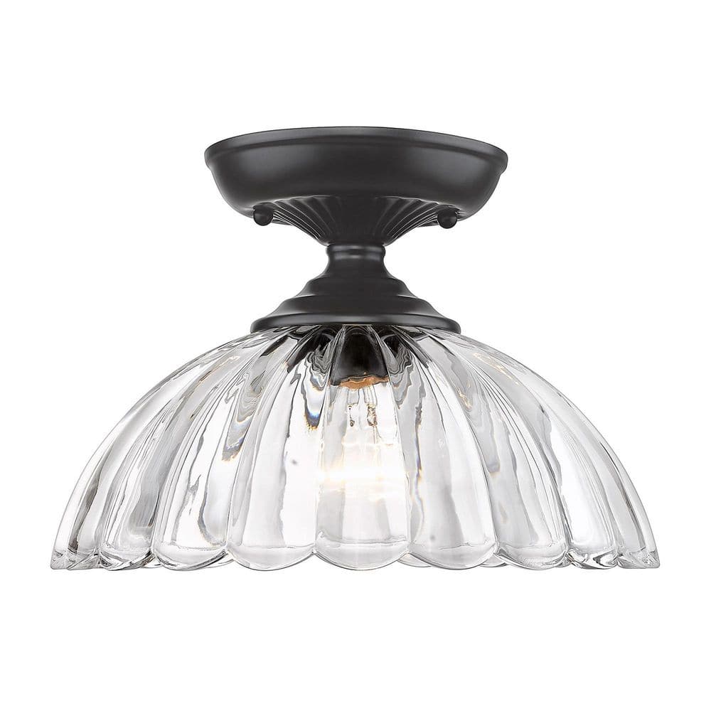 Audra 1-Light Semi-flush in Matte Black and Clear Glass