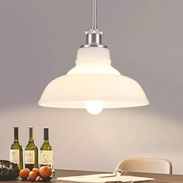 ETONIMERR 11 in. 1-Light Nickel Modern Rustic Bowl Pendant Light