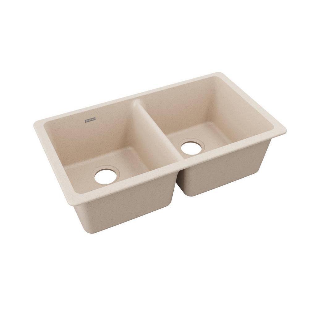 Elkay Quartz Classic Bisque Quartz 33 in. Equal Double Bowl Undermount