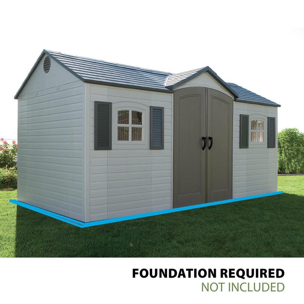 Lifetime 15' x 8' Polyethylene Outdoor Storage Shed with Windows and Shelving