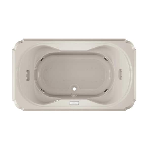 JACUZZI MARINEO SALON SPA 72 in. x 42 in. Rectangular Combination Bathtub with Center Drain in Oyster