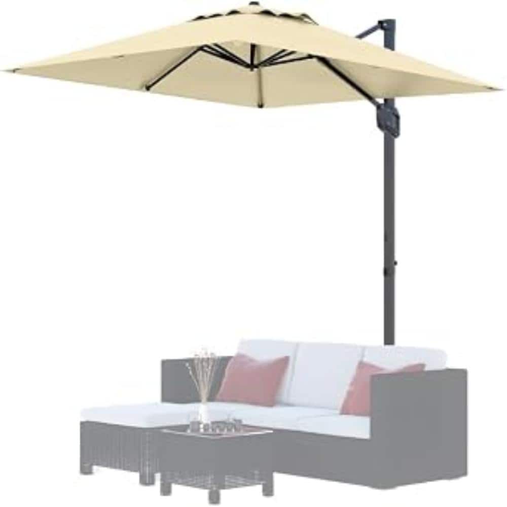 10ft Beige Heavy Duty Squre Cantilever Patio Umbrella with Base, 360° Rotating Shade for Garden Pool Backyard price history on PriceWatchPro