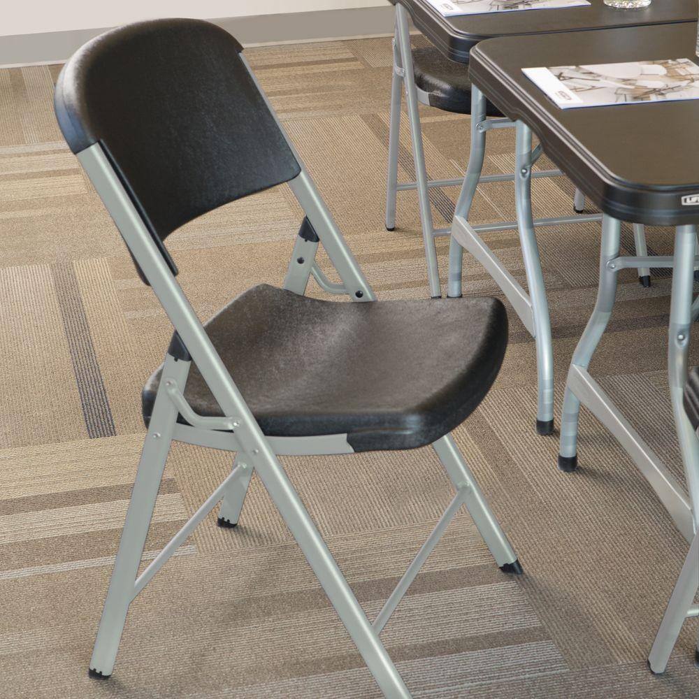 Lifetime Black and Silver Folding Chairs, Set of 4
