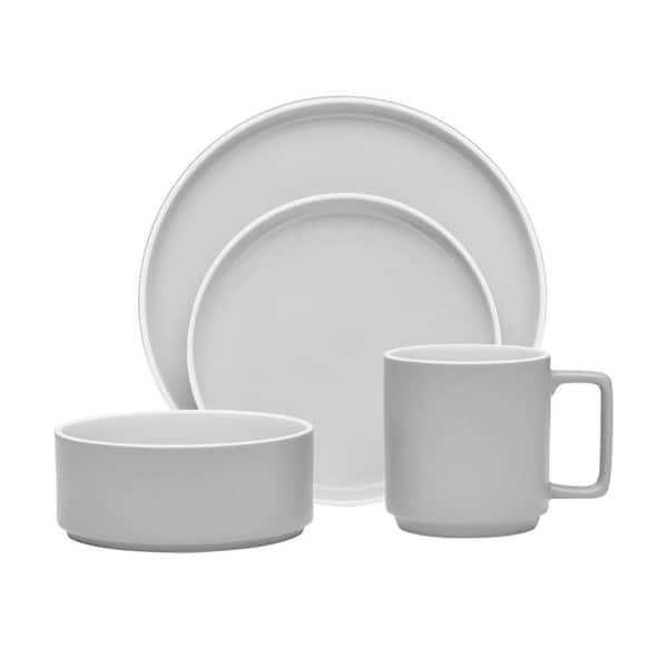 ColorTrio Slate 4-Piece (Gray) Porcelain Stax Place Setting, Service for 1