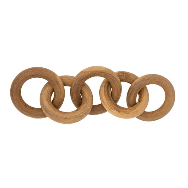 A & B Home Brown 5-Link Teak Chain Sculpture