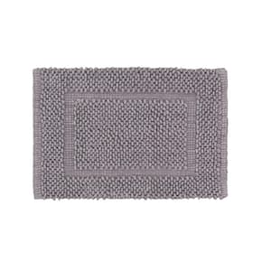 Sophie Border Gray Charcoal 17 in. x 24 in. Cotton Textured Bath Mat