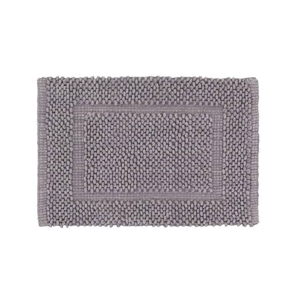 Jean Pierre NEW YORK Sophie Border Gray Charcoal 17 in. x 24 in. Cotton Textured Bath Mat