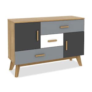 Gray Free-Standing Storage Cabinet Modern Floor Cabinet with 2-Doors and 3-Drawers