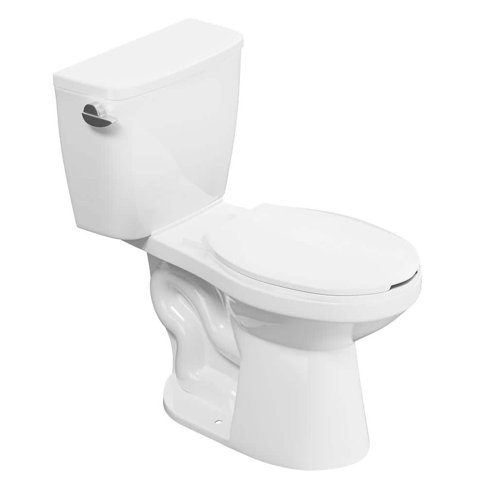 17.1 in. 2-piece 1.28 GPF Single Flush Elongated Toilet in White, with Soft-close Seat -  Simple Project, HD-US-TT-5-04